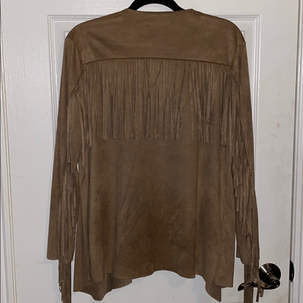 Suede fringe cardigan